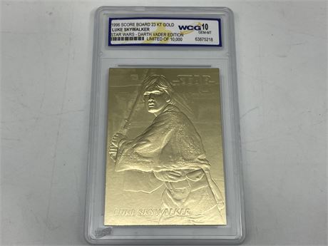 STAR WARS LUKE SKYWALKER 23CT GOLD CARD L/E #6843 GRADED ‘10 GEM-MINT’