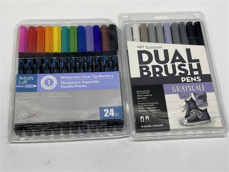 (NEW) ARTIST’S LOFT WATERCOLOUR DUAL TIP MARKERS & (NEW) TOMBOW DUAL BRUSH PENS