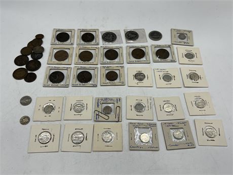 COLLECTION OF COINS DATING BACK TO 1800s - SOME SILVER