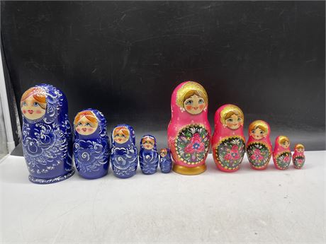 HAND PAINTED RUSSIAN NESTING DOLLS - SET OF 5 EACH