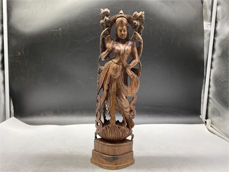 HAND CARVED ASAIN GODESS FIGURE (16”)