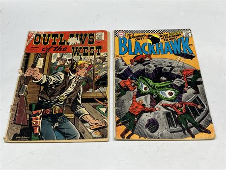 OUTLAWS OF THE WEST 10 CENT COMIC (Detached cover) & BLACKHAWK #226