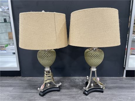 2 VINTAGE LAMPS - 28” TALL