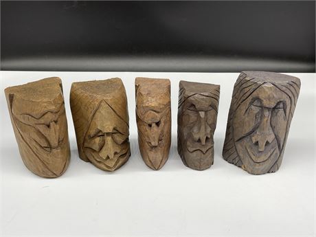 5 MIKE WILLIAMS INDIGENOUS SIGNED WOOD CARVINGS
