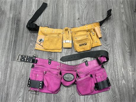 2 HIGH QUALITY LEATHER CARPENTERS TOOL POUCHES