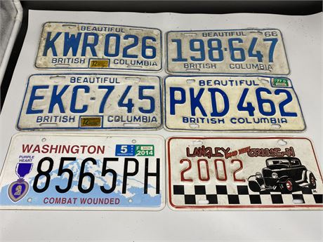 6 MISC LICENSE PLATES