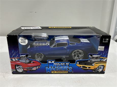 Urban Auctions - 1:18 SCALE MUSCLE MACHINES ‘66 MUSTANG DIECAST CAR