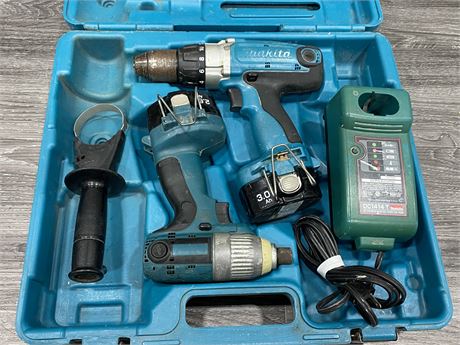 MAKITA DRILL/DRIVER SET WITH WORKING BATTERIES & CHARGER