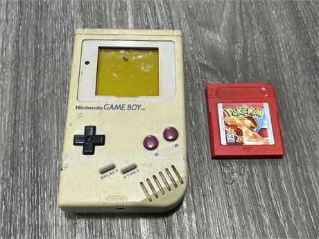 NINTENDO GAMEBOY W/POKÉMON RED - GAMEBOY IS UNTESTED, AS IS