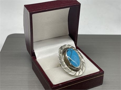 925 STERLING SILVER W/BLUE TURQUOISE STONE LADIES RING