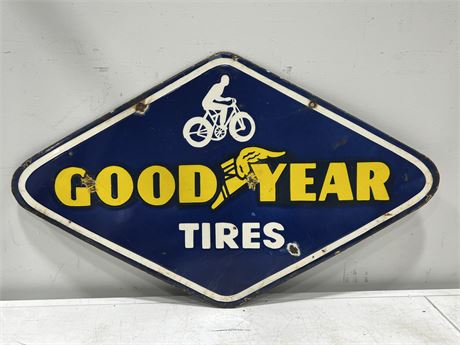 VINTAGE REPRODUCTION GOOD YEAR PORCELAIN SIGN (30”x18”)