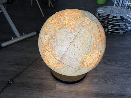 LIGHT UP SPINNING GLOBE - WORKS (18” tall)
