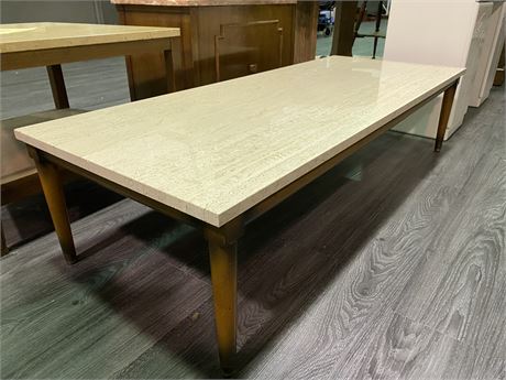 MIDCENTURY COFFEE TABLE W/MARBLE TOP (5’X2’)