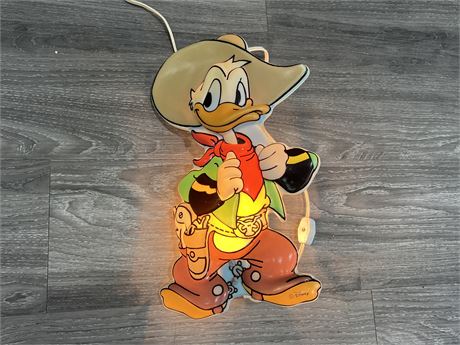 VINTAGE COWBOY DONALD THE DUCK LAMP / WALL MOUNT - 12” TALL