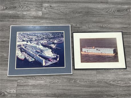 2 VINTAGE SHIP PICTURES (Largest is 26”x22”)