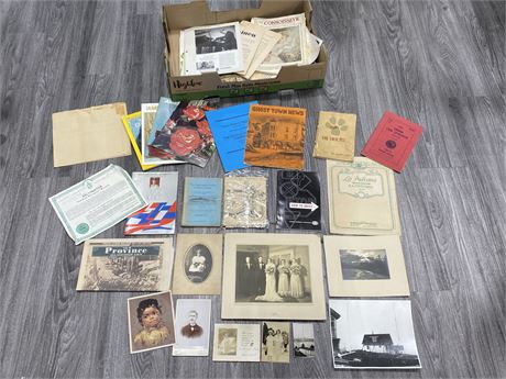 LOT OF VINTAGE PICTURES, PAPERS, & MORE