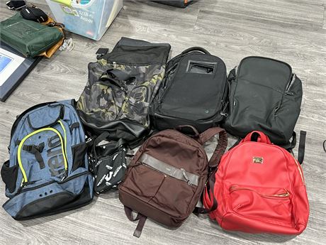 LOT OF BACKPACKS / BAGS - SOME NEW