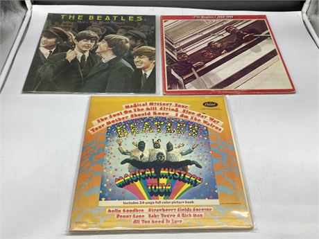 3 BEATLES RECORDS - VERY GOOD (VG) (Slightly scratched)