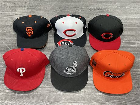 LOT OF 6 MLB HATS