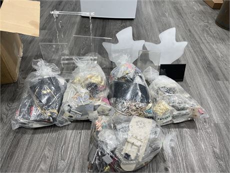 5 LARGE BAGS OF JEWELRY WITH DISPLAY PIECES