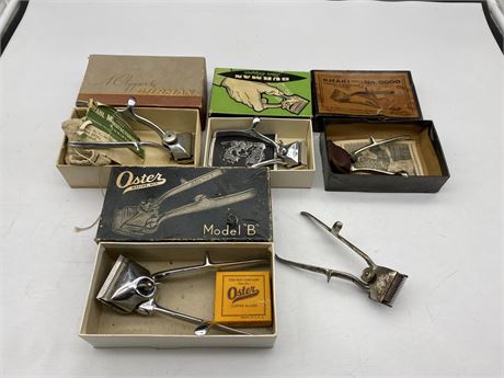 5 VINTAGE BARBERS CLIPPERS - 4 IN BOX