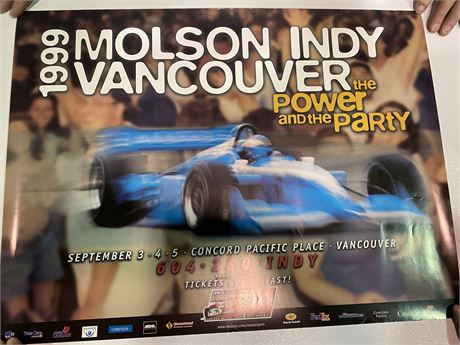 3 MOLSON INDY VANCOUVER POSTERS (posters are rolled up, largest is 34”x18”)