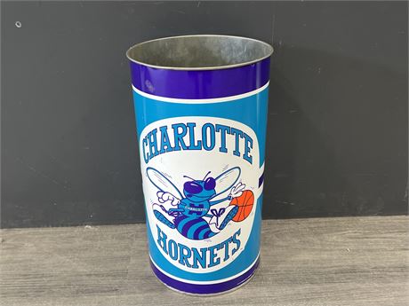 VINTAGE 1992 CHARLOTTES HORNETS GARBAGE CAN - 19”x10”