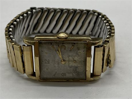 ANTIQUE WITTNAUER GOLD FILLED MENS WIND-UP WATCH