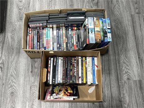 2 BOXES OF DVDS / SOME BLURAY BOX SETS