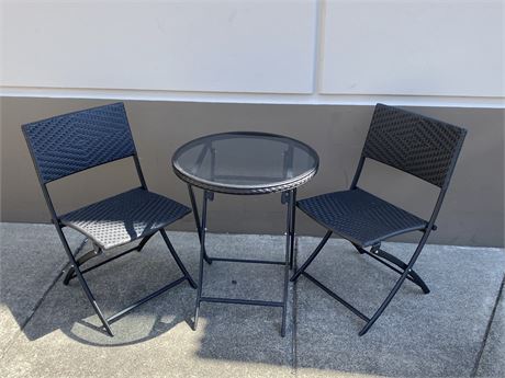 OUTDOOR FOLD UP PATIO SET (Table is 28” tall)