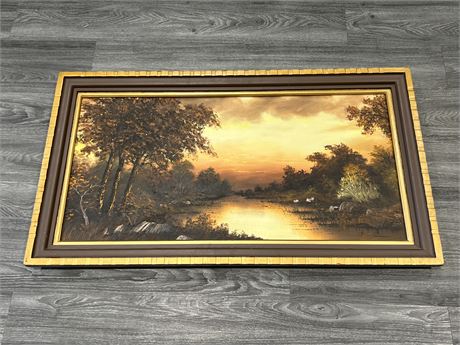VINTAGE SIGNED OIL PAINTING ON CANVAS (46”x26”)