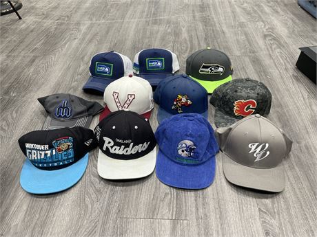 11 HATS MOSTLY SPORTS