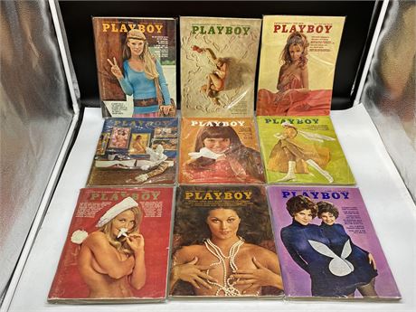 9 ISSUES PLAYBOY 1970