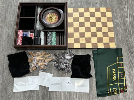 QUALITY 6 IN 1 WOOD BOARD GAME SET