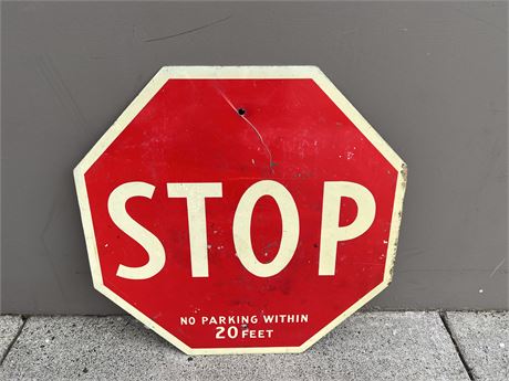 VINTAGE THICK METAL “STOP” SIGN 2’x2’