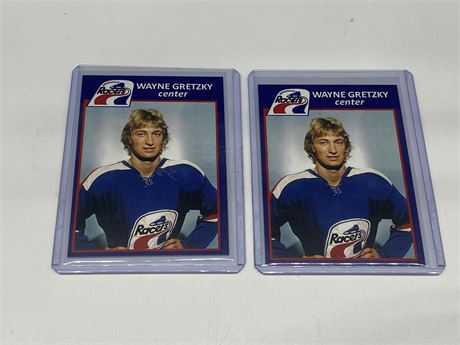 2 ROOKIE GRETZKY INDIANAPOLIS RACERS CARDS - 1978