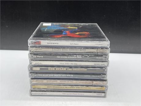 10 SEALED GOOD TITLE CDS - DAVID BOWIE, THE DOORS, EAGLES & ECT