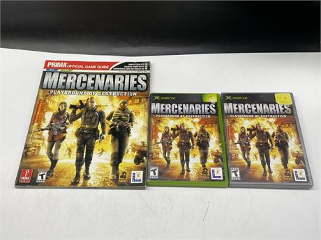 2 XBOX MERCENARIES PLAYGROUND OF DESTRUCTION WITH GAME GUIDE