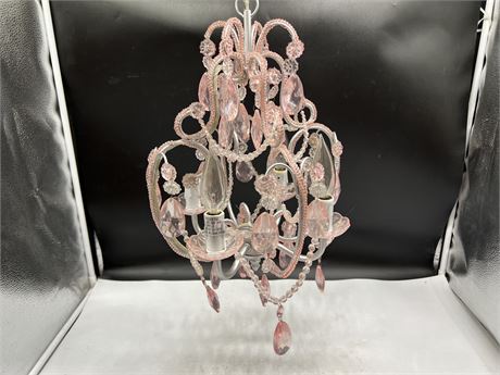 PINK HANGING CHANDELIER - 15” TALL