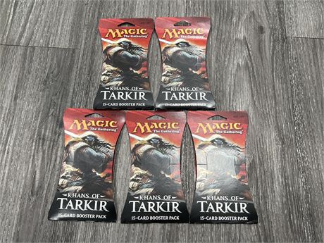 5 MAGIC THE GATHERING KHANS OF TAKIR 15 CARD BOOSTER PACKS