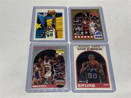 4 DAVID ROBINSON CARDS INCLUDING HOOPS ROOKIE