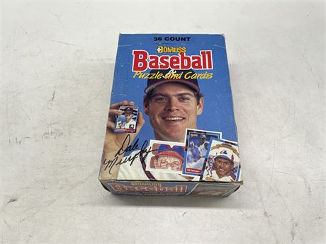 DONRUSS BASEBALL PUZZLE & CARDS BOX WITH 36 PACKS INSIDE