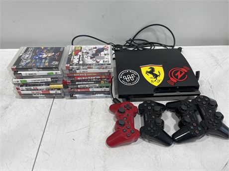 PS3 W/GAMES & CONTROLLERS