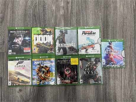 9 COMPLETE XBOX 1 GAMES - 4 ARE STILL SEALED