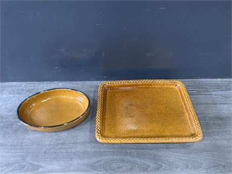 2 MCM PIECES OF POTTERY - TRAY 14” / BOWL 10”