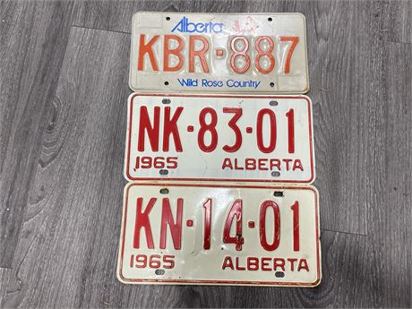 3 ALBERTA LICENSE PLATES-2 FROM 1965