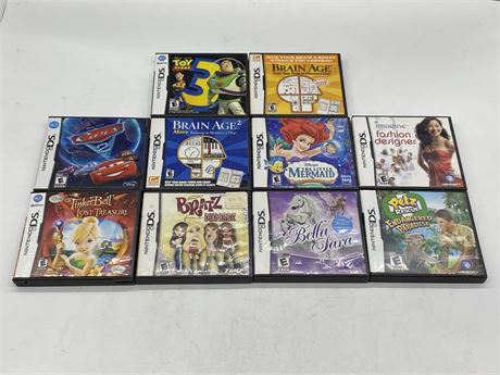 10 DS GAMES (MOST ARE IN GOOD CONDITION)