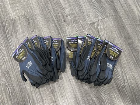 12 PAIRS OF STEALTH LIGHT WEIGHT POLYURETHANE GLOVES - SIZE XL