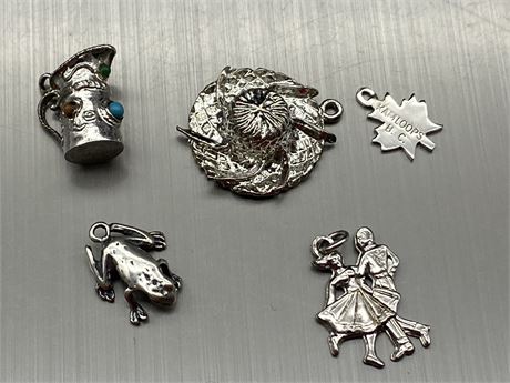 5 STERLING CHARMS