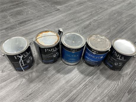 5 NEW PARA WHITE PAINT CANS